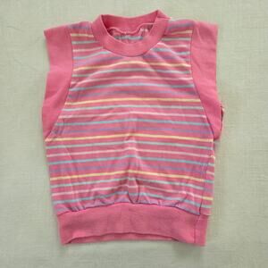 Vintage Pink Striped Sleeveless Shirt 2t/3t